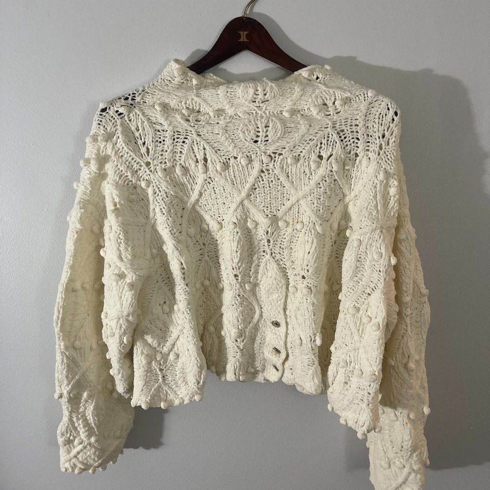 Vintage Roxanna Allen Cable Knit Turtleneck Women's Sweater Made In Ireland